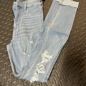 Hollister Light Blue Distressed Ankle Jeans